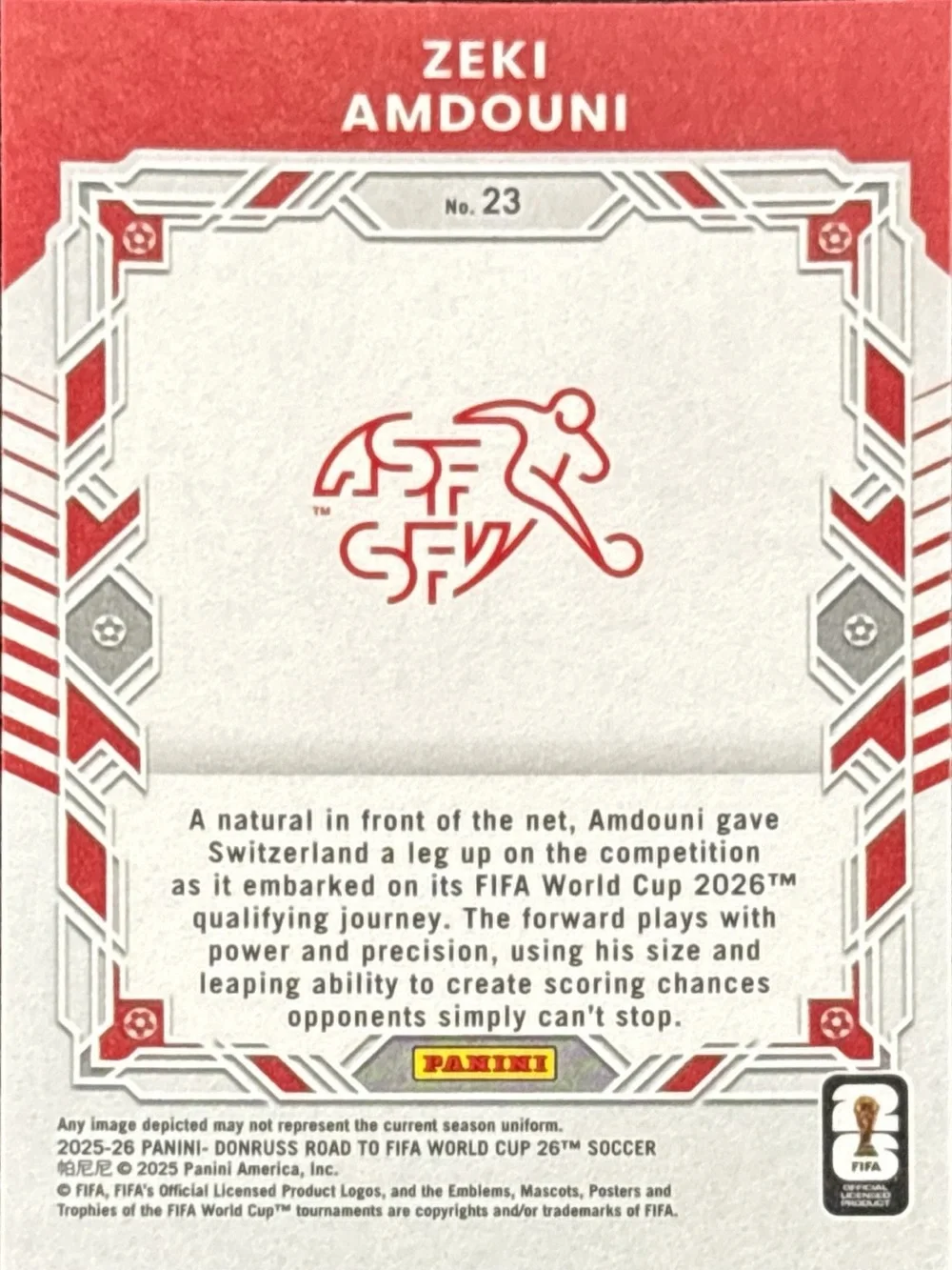 Panini Elite Series World Cup Zeki Amdouni Soccer Trading Card